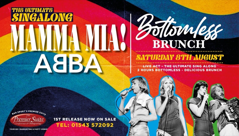 Mamma Mia ABBA singalong bottomless brunch flyer