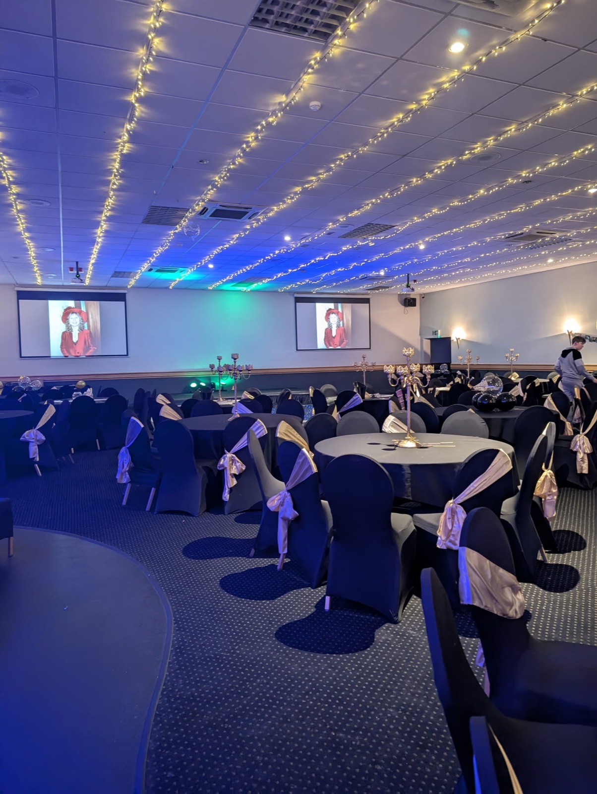 The suite lit for a live event